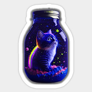 Galaxy environment capturing A whimsical, a small kitty Sticker